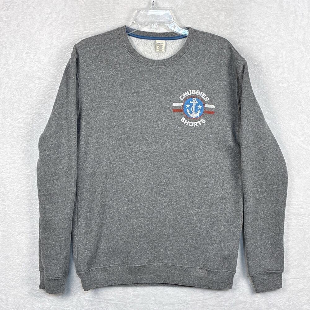 VTG 90s Chubbies Anchor Sweatshirt Mens S Gray Pullover Preppy Beach Coastal USA